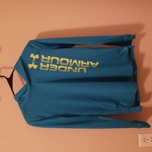 Boys YL Under Armour Teal pullover with hoodie
